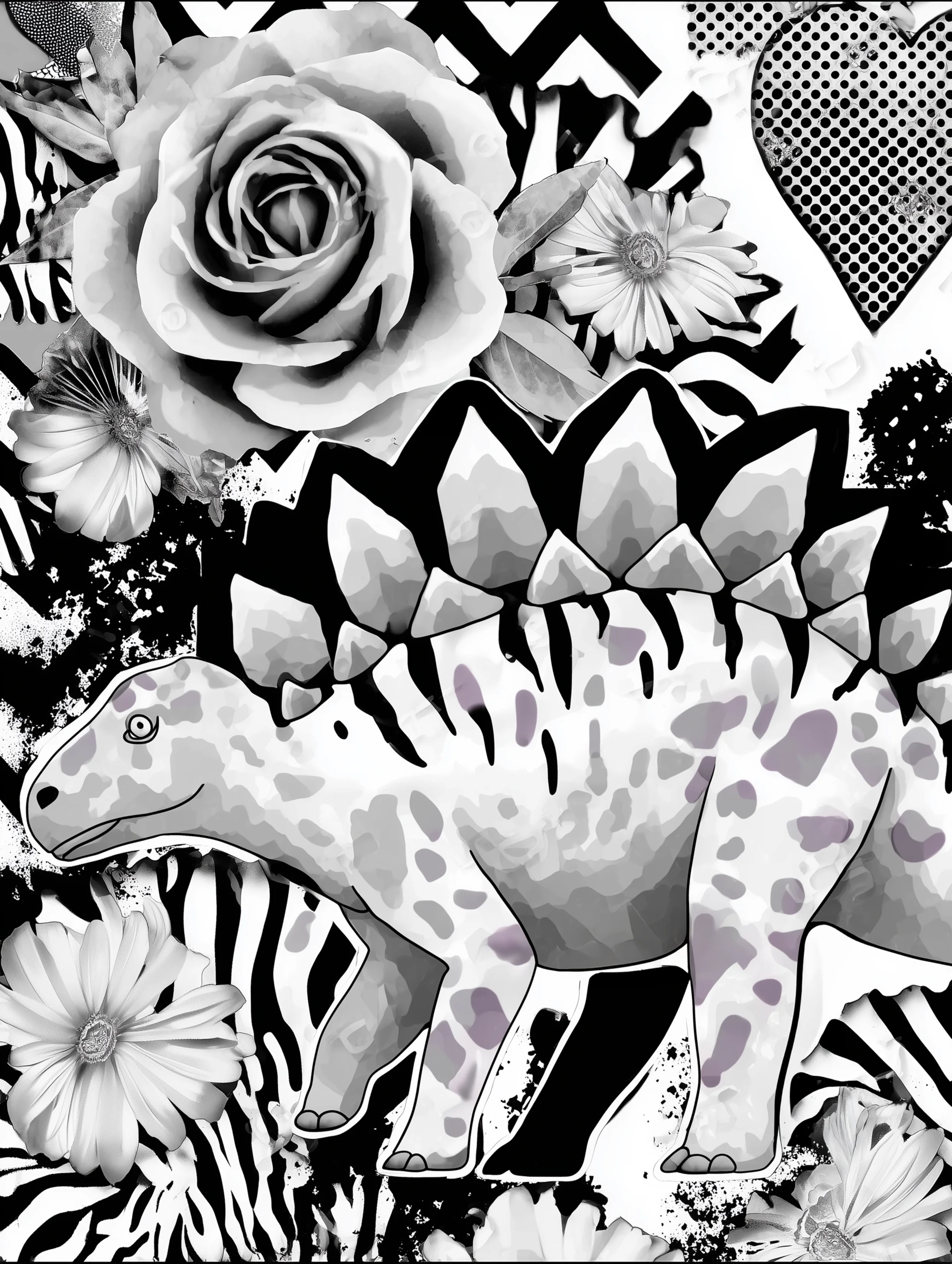 Free printable dinosaur coloring page for adults featuring a stegosaurus coloring sheet